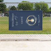 Banderoles Premier communion classique bleu et faux cercle or (En situation)