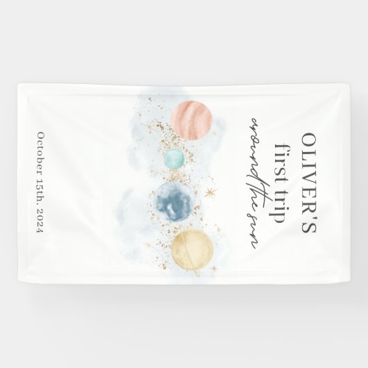 Banderoles Premier Voyage Autour De L'Espace Soleil 1Er Anniv (Horizontal)