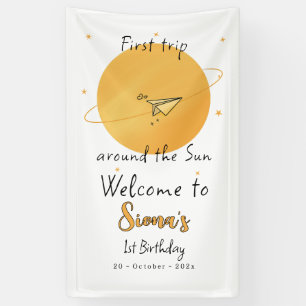 Banderoles Premier voyage autour du soleil avion en papier An