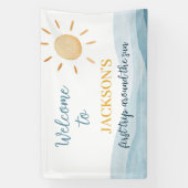 Banderoles Premier voyage en bleu autour du soleil Anniversai (Verticale)