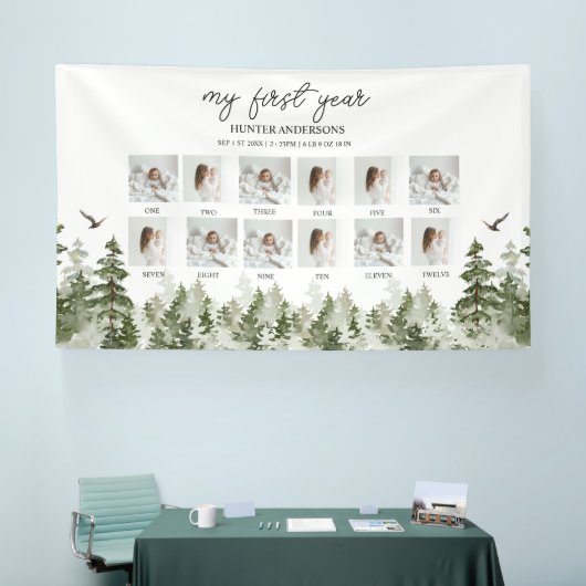 Banderoles Première année du bébé cerf de forêt d'hiver moder (Salon professionnel)