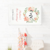 Banderoles Première Anniversaire Rose Floral Wreath Une banni (En situation)