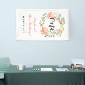 Banderoles Première Anniversaire Rose Floral Wreath Une banni (Salon professionnel)