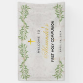 Banderoles Première communion Marbre Foligraphie Accueil (Vertical)