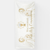 Banderoles Première communion sainte adorer les anges design  (Vertical)