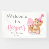 Banderoles Première fille d'anniversaire Teddy Bear Crème de  (Horizontal)