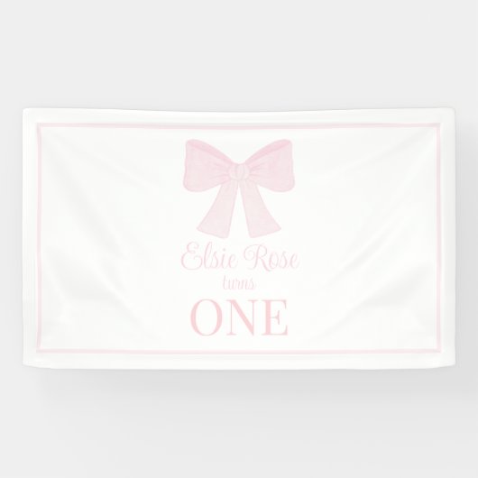 Banderoles Preppy Pink Bow Grandmillennial Premier anniversai (Horizontal)