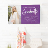 Banderoles Preppy Script Purple Photo Graduation (En situation)
