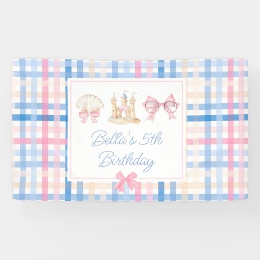 Banderoles Preppy Watercolor Beach Party (Horizontal)