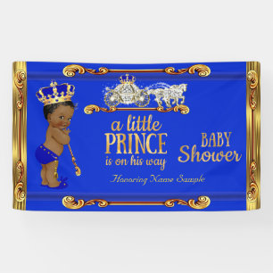 Banderoles Prince Baby shower Blue Gold Carriage Ethnic