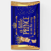 Banderoles Prince Baby shower Blue Gold Draps Brunette Boy (Vertical)