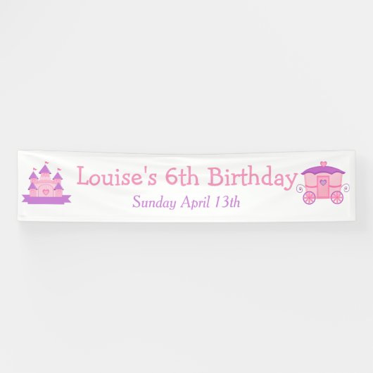 Banderoles Princesse Anniversaire rose et violet (Horizontal)