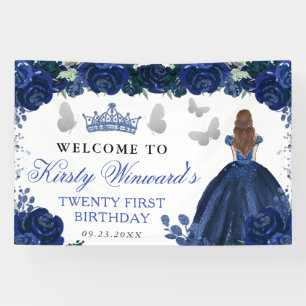 Banderoles Princesse aux Cheveux Rouges Robe Bleue Fleurie An