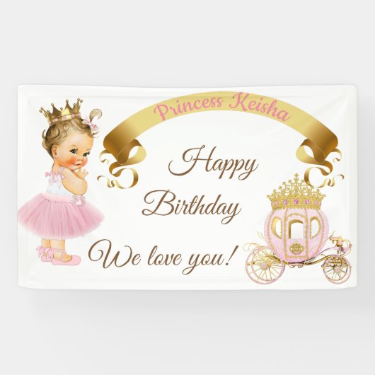 Banderoles Princesse Baby Girl Carriage Or rose (Horizontal)
