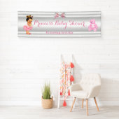 Banderoles Princesse Baby shower Rose Blanc Brunette Bébé (En situation)