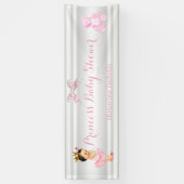 Banderoles Princesse Baby shower Rose Blanc Brunette Bébé (Vertical)