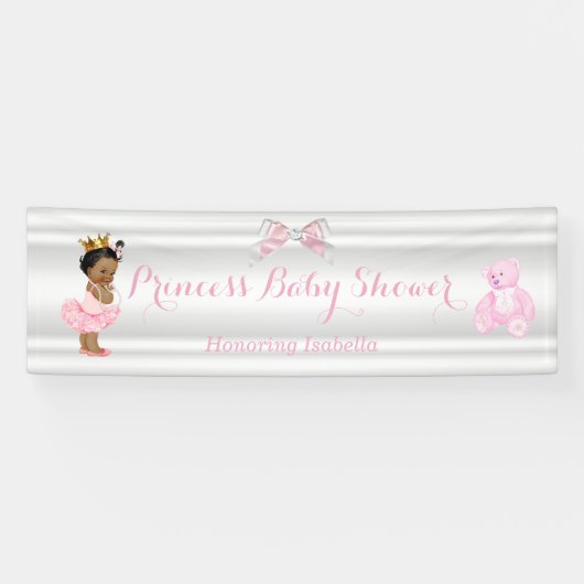 Banderoles Princesse Baby shower Rose Blanc Ethnique (Horizontal)