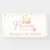 Banderoles Princesse Crown Rose Petite fille Anniversaire (Horizontal)