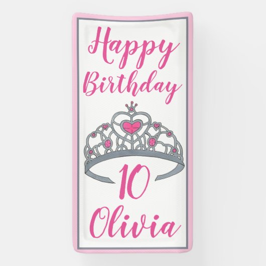 Banderoles Princesse Joyeuse fête d'anniversaire Tiara (Verticale)