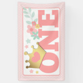 Banderoles Princesse Rose Bébé Fille Premier anniversaire Fêt (Vertical)