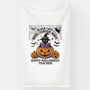 Banderoles Prof Cat Halloween Citrouille Vintage Salle de Cla