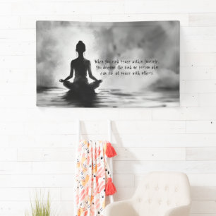 Banderoles Professeur de méditation de yoga Pose du lotus Pei