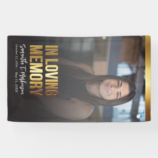 Banderoles Programme funéraire moderne Gold et Black Bold Pho (Horizontal)