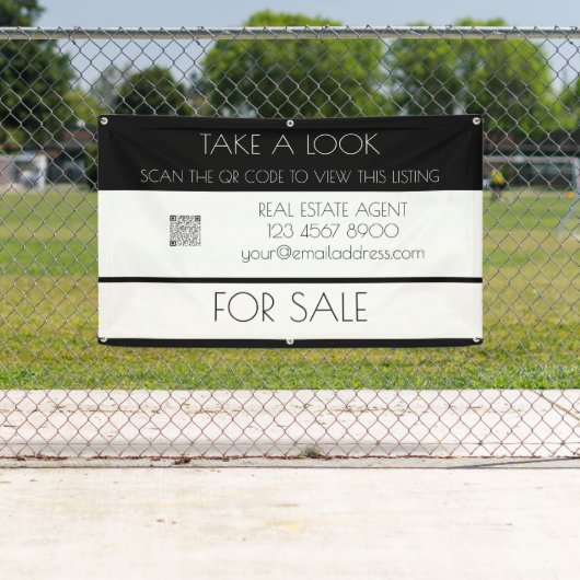 Banderoles Promo de propriété Open House Real Estate QR Code (En situation)