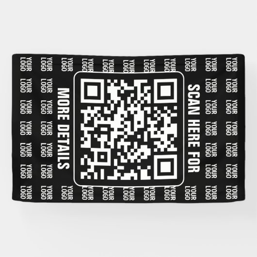 Banderoles Promotional QR code (editable) plus Logo Pattern (Horizontal)