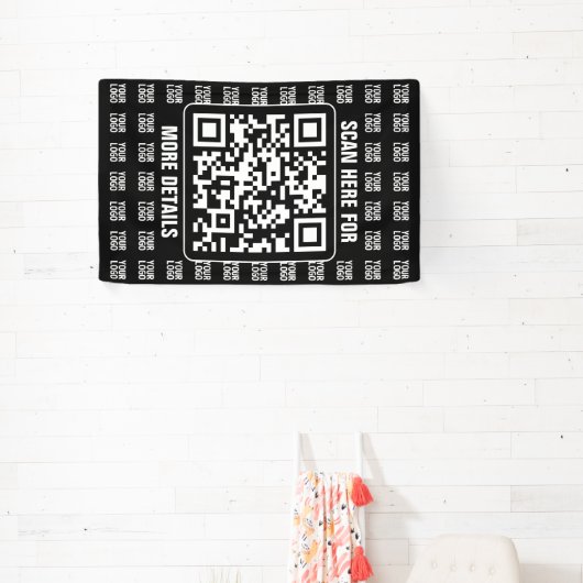 Banderoles Promotional QR code (editable) plus Logo Pattern (Insitu)