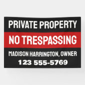 Banderoles Propriété privée Texte et couleur personnalisés (Horizontal)