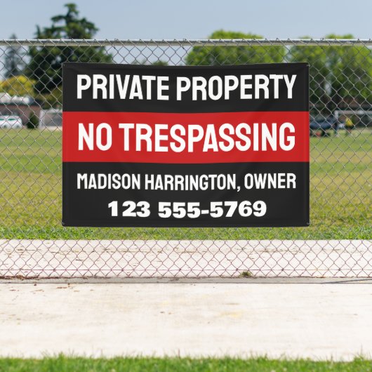 Banderoles Propriété privée Texte et couleur personnalisés (Insitu)