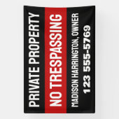 Banderoles Propriété privée Texte et couleur personnalisés (Verticale)