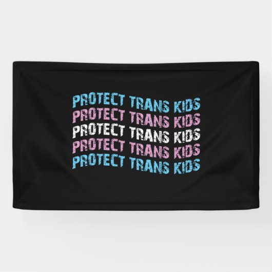 Banderoles Protéger les enfants trans - Onde à drapeau trans (Horizontal)