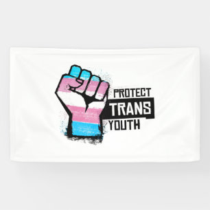 Banderoles Protéger les jeunes trans - Poing de la fierté