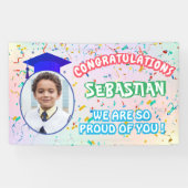 Banderoles Pround of You Graduation Cap Confetti Pastel Photo (Horizontal)