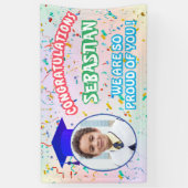 Banderoles Pround of You Graduation Cap Confetti Pastel Photo (Vertical)