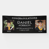 Banderoles Puis & maintenant Black White Photo Graduation Gra (Horizontal)