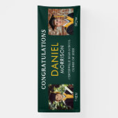 Banderoles Puis & maintenant Emerald Green Gold Photo Graduat (Verticale)