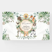Banderoles Puppy Chien vert Baby shower Feuille Bienvenue (Horizontal)