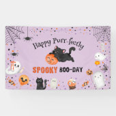 Banderoles Pur Éffrayant Boo-day Cat Halloween Anniversaire (Horizontal)