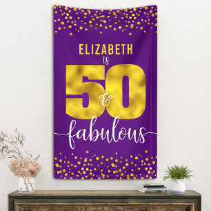 Banderoles Purple 50 et fabuleux dots de feuille d'or d'anniv