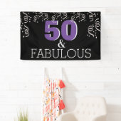 Banderoles Purple 50 Fabuleux | Joyueux 50e Anniversaire (En situation)