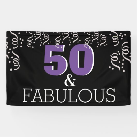 Banderoles Purple 50 Fabuleux | Joyueux 50e Anniversaire (Horizontal)