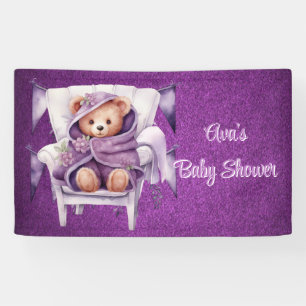 Banderoles Purple Adorable Teddy Bear Baby shower fille