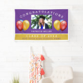 Banderoles Purple And Gold Photo Graduation Félicitations (En situation)