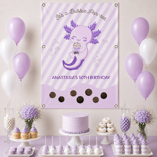 Banderoles Purple Axolotl Bubble Boba Tea Anniversaire