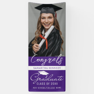 Banderoles Purple Congrats Grad Photo Grad Graduation Vertica