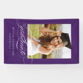 Banderoles Purple Elegant Script Graduation Photo Party (Horizontal)