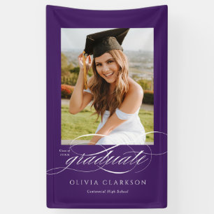 Banderoles Purple Elegant Script Graduation Photo Party